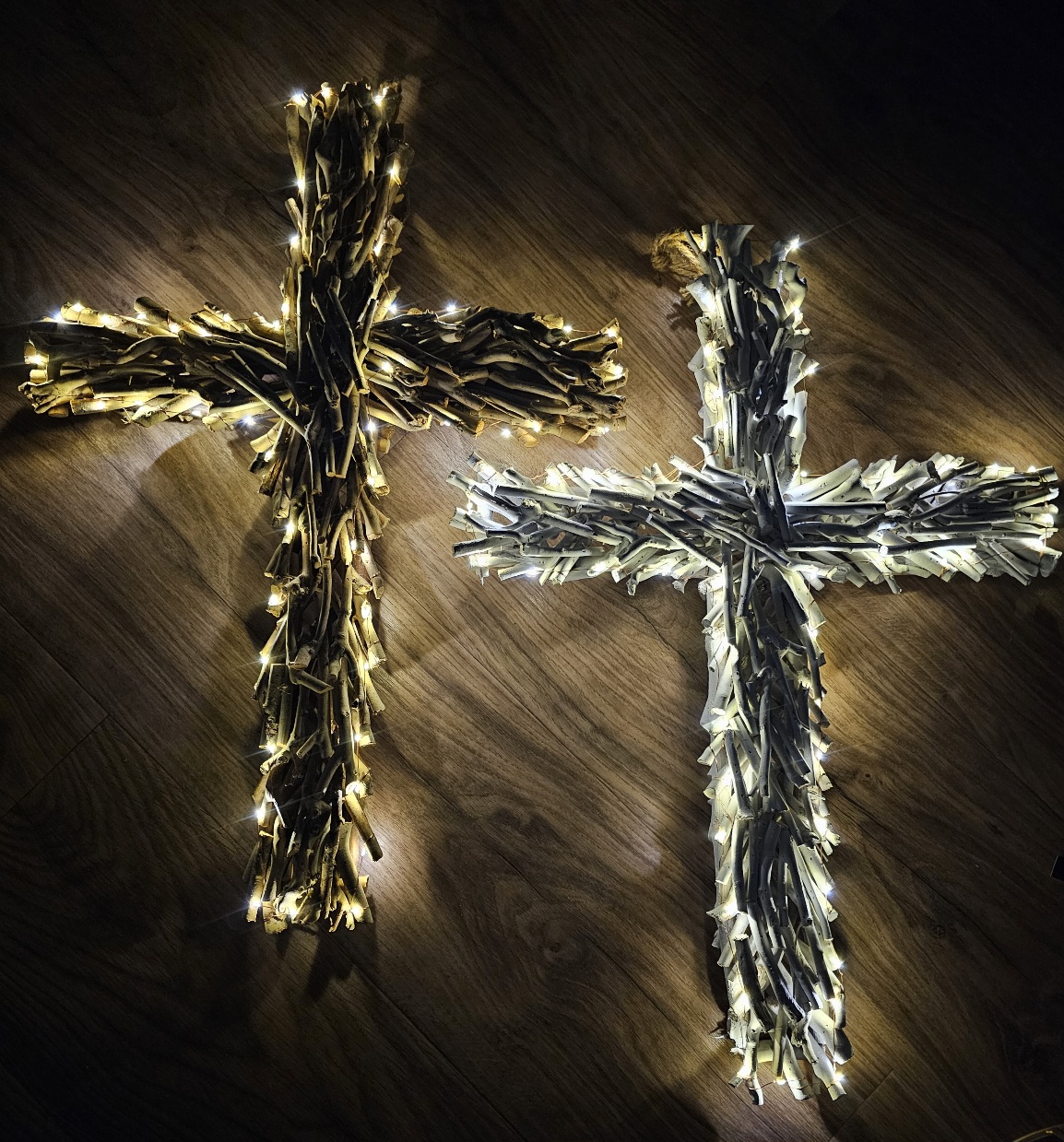 Led Large White Driftwood Timber Cross