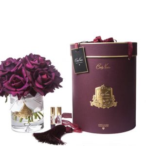 Cote Noire – Luxury Grand Bouquet – Gold Badge – Carmine Red – Burgundy Box