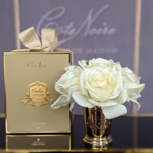 Cote Noire – Seven Rose Bouquet in Champagne – Gold Goblet