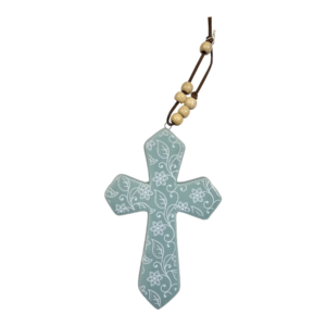 Hanging Cross With Beads Vine Small