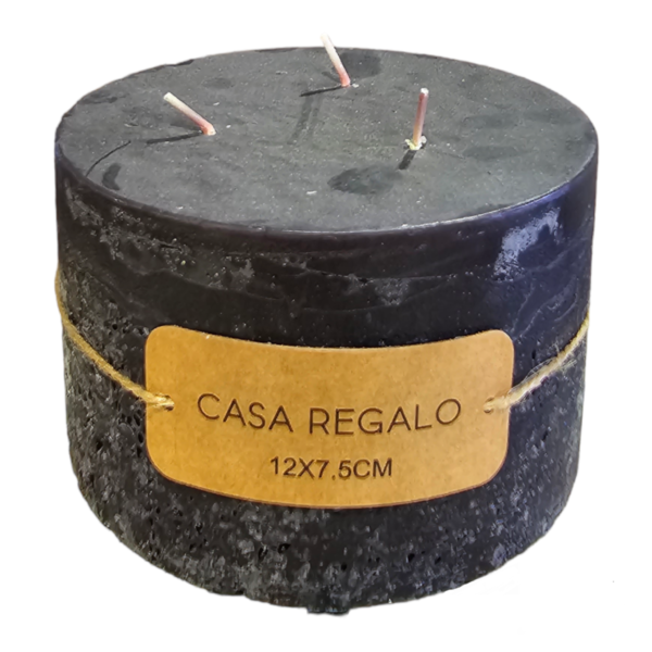 Earth Pillar Candle Charcoal 12×7.5cm