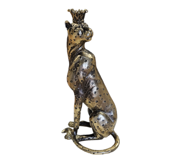 Gold Leopard Figurine With Crown