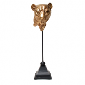 Leopard Head On Stand Gold