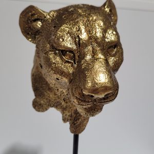 Leopard Head On Stand Gold