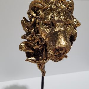 Lion Head On Stand Gold