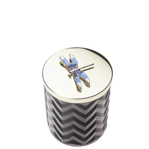 Cote Noire Herringbone Candle With Scarf Eau De Vie- Navy & Dragonfly Lid