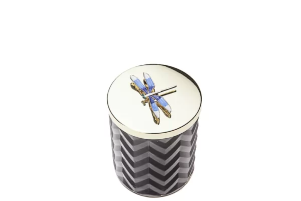 Cote Noire Herringbone Candle With Scarf Eau De Vie- Navy & Dragonfly Lid