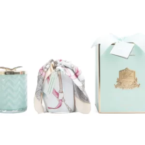 Cote Noire – Herringbone Candle With Scarf – Jade – Butterfly Lid