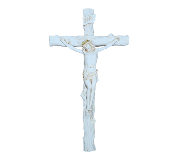 Jesus Cross White Resin Large