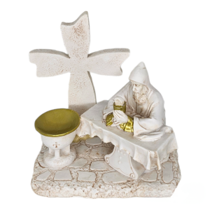 Saint Charbel Praying Statue With Cross