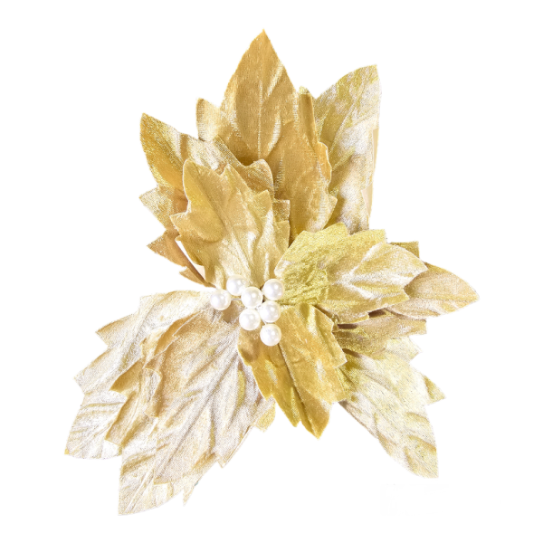 Gold Velour Poinsettia 50cm S2