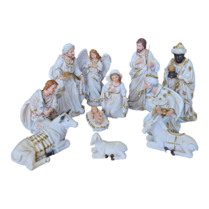 White & Gold Large Nativity Scene