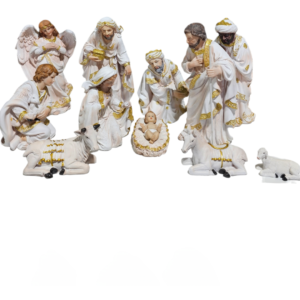 White & Gold Nativity Scene Medium