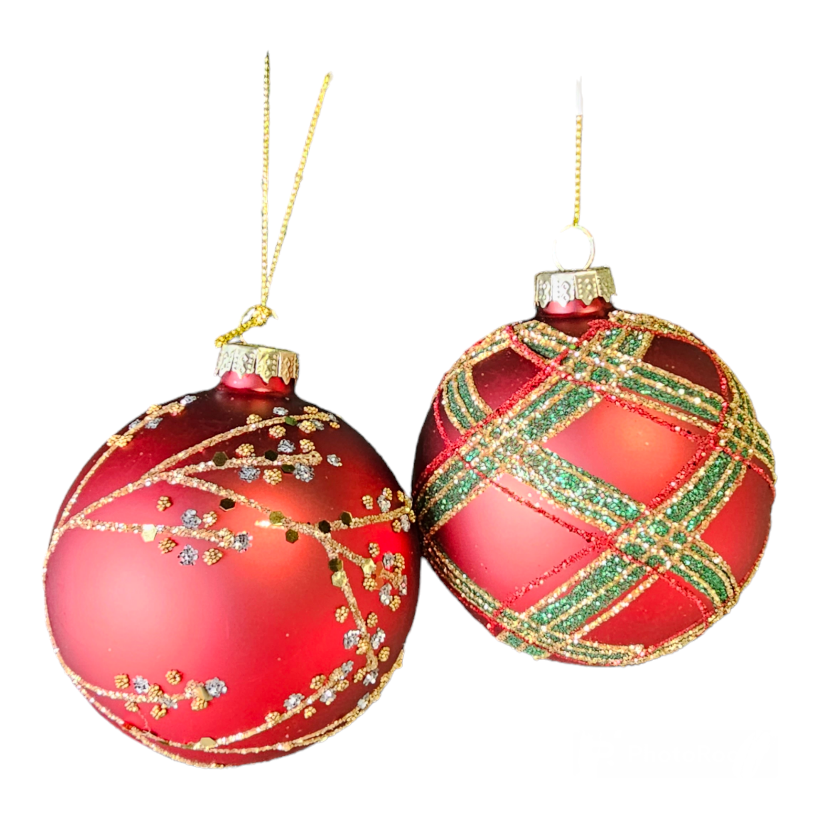 Red Glass Baubles S2 8cm – Layoun Interiors