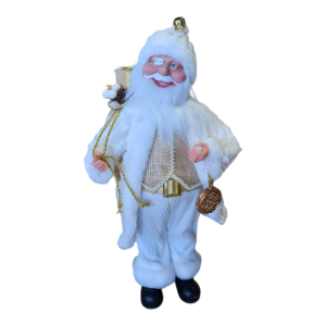 Musical Moving White & Gold Santa Claus