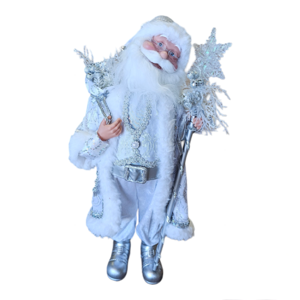 Musical Moving Silver Santa Claus