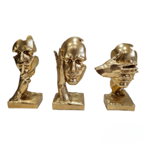 Three Wise Faces Sculpture Set #Gold