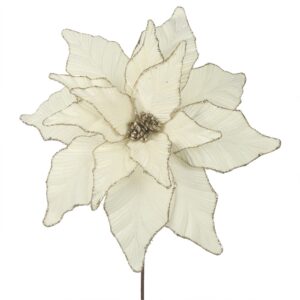 Ivory Poinsettia With Champagne Glitter Edge