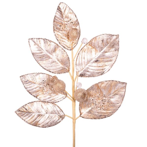 Champagne Magnolia Leaf Stem With Icing Details