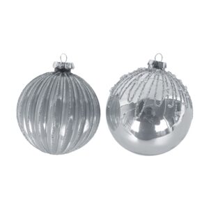 Silver 10cm Glass Baubles