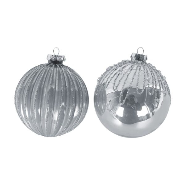 Silver 10cm Glass Baubles