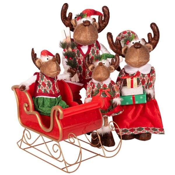 Musical Christmas Mouse Family In Sleigh