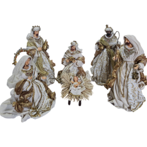 Beige Gold Fabric Nativity Scene