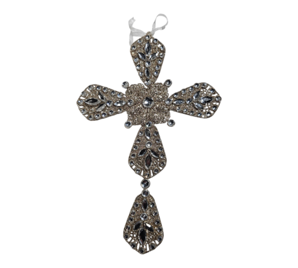 Large Champagne And Silver Cross Ornament