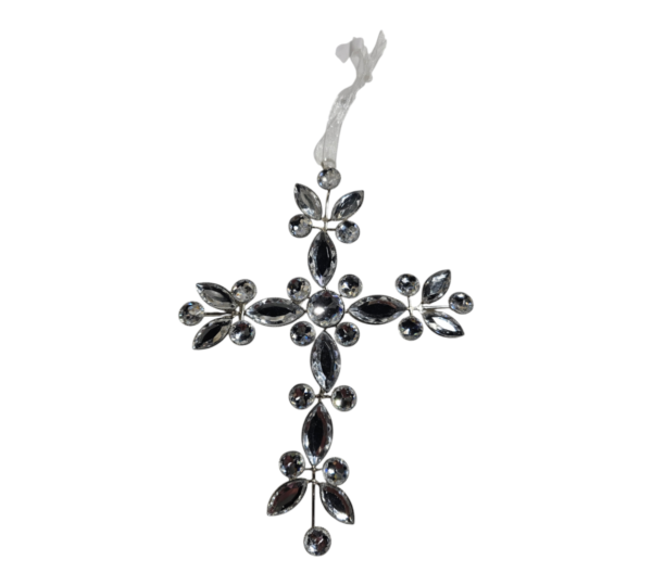 Silver Jewel Cross Ornament