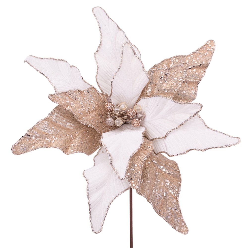 Elegant Champagne and White Poinsettia Stem