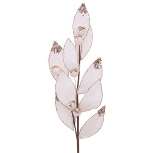 Elegant Ivory Leaf & Berry Spray – Gold Accents