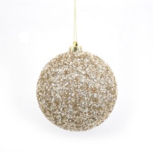Luxury Gold Beaded Glitter Christmas Bauble – Elegant Ornament