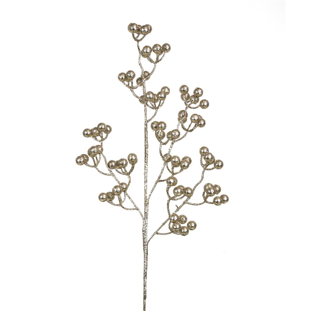 Elegant Gold Glitter Berry Spray – Decorative Floral Accent