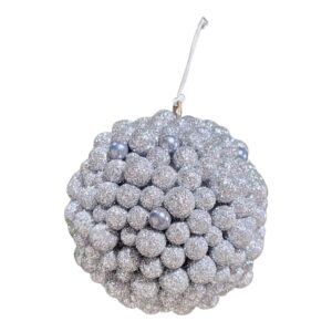 Elegant Silver Glitter Berry Bauble