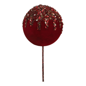 Red Velour Ball With Glitter Finish 10cm