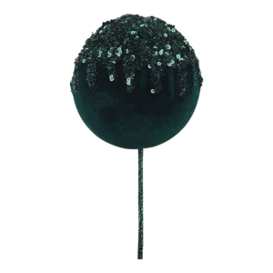 Green Velour Ball With Glitter Finish 10cm