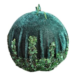 Green Velour Ball With Glitter Finish 10cm