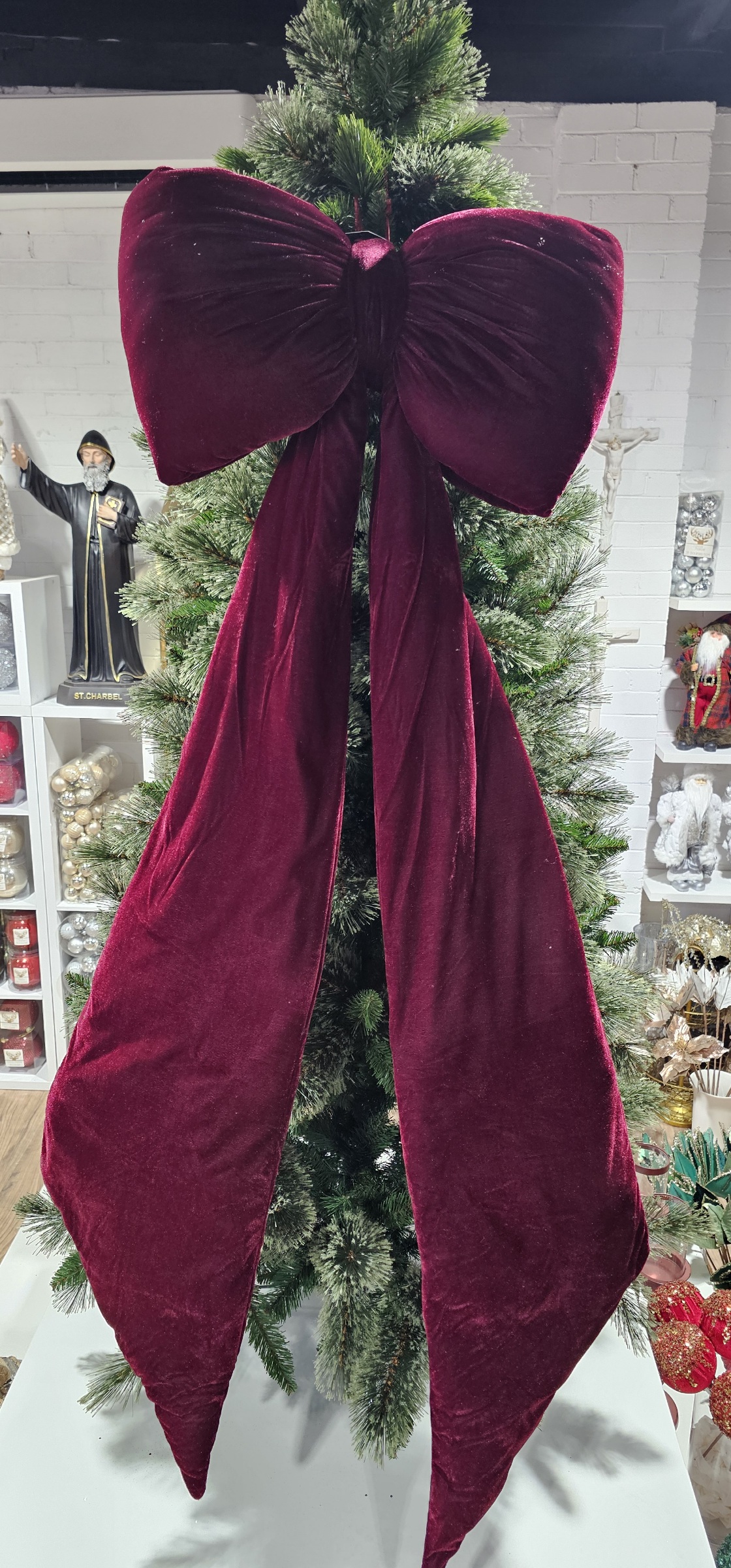 Plush Burgundy Velvet Bow Large