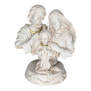 Holy Family Ivory Resin Statue – Elegant Gold-Accented Figurine