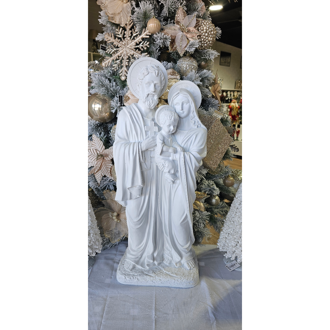 Holy Family Sculpture in White | Joseph, Mary & Jesus Statue 80cm