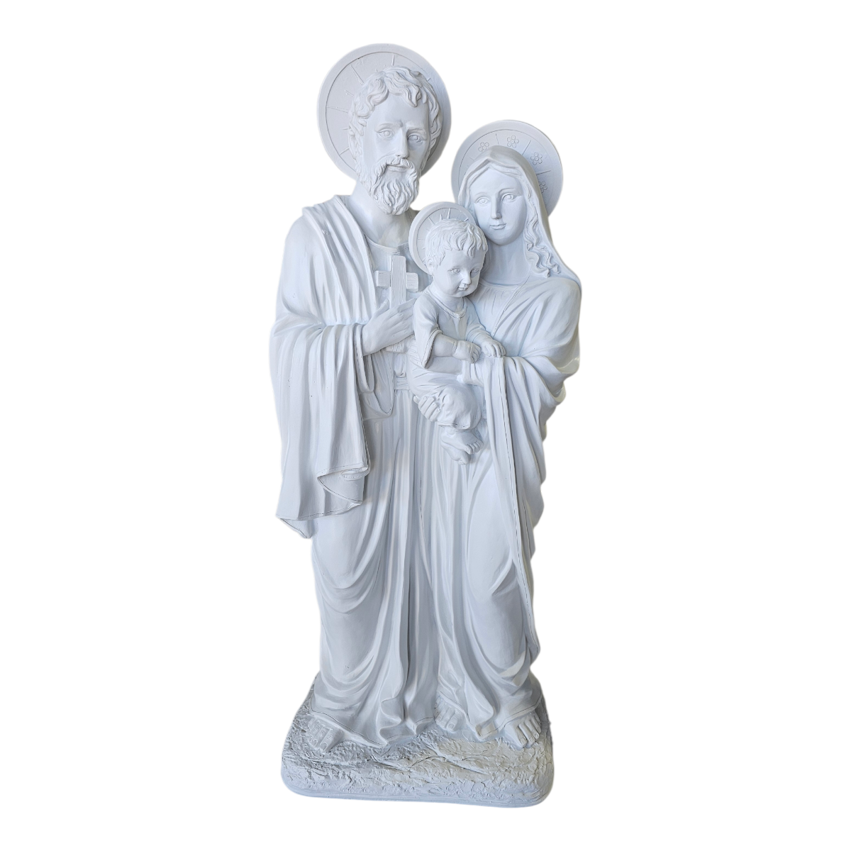 Holy Family Sculpture in White | Joseph, Mary & Jesus Statue 80cm