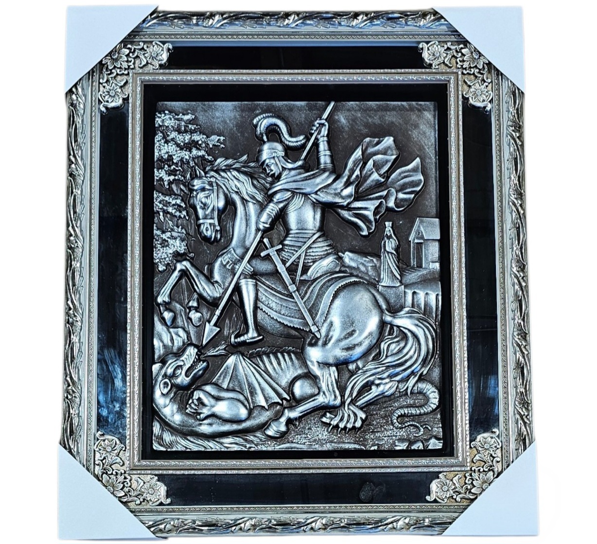 St. George and the Dragon Silver Embossed Icon