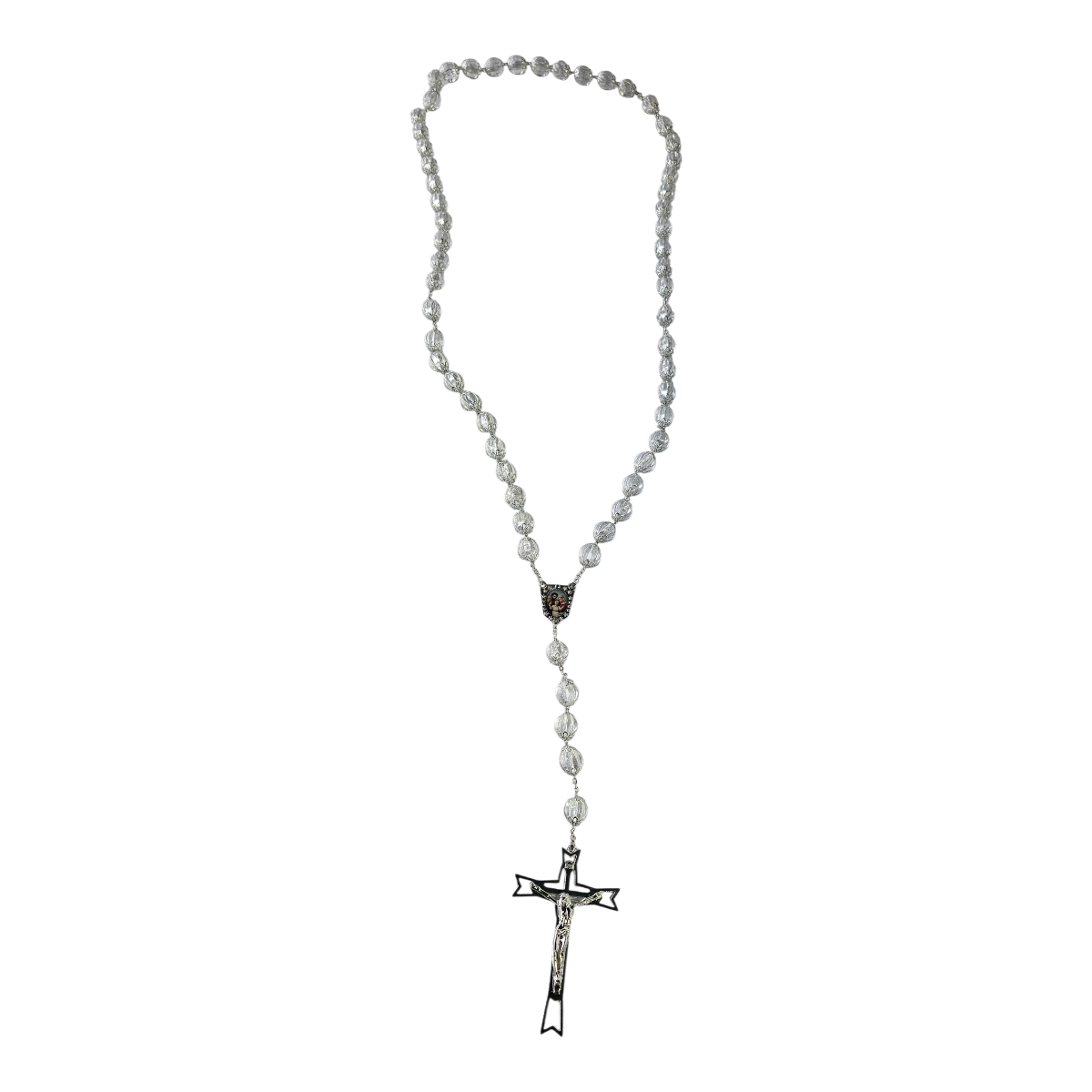 Silver Crystal Wall Rosary – Elegant Decorative Catholic Rosary