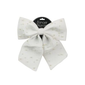 Ivory Velvet Bow With Pearl Details